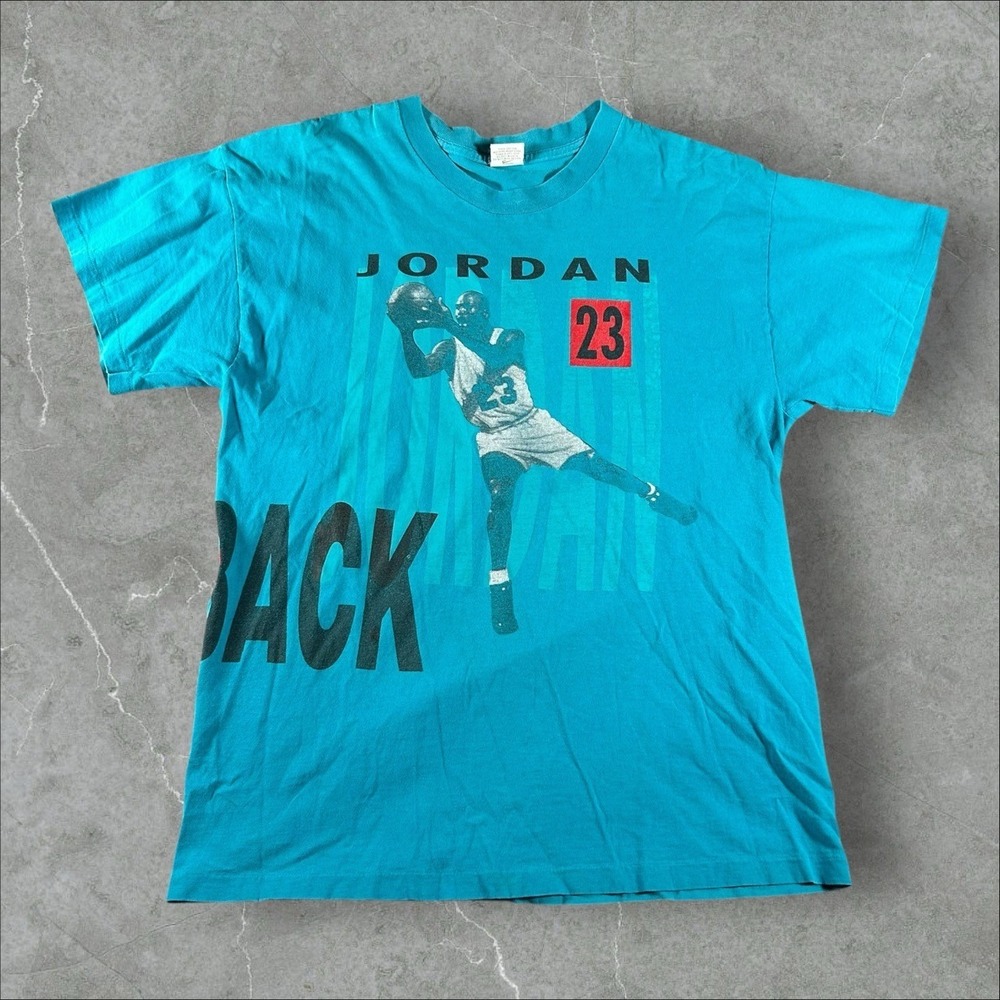Vintage Nike Air Jordan Shirt Men XL Blue 90s Scottie Pippen Wrap Around USA AOP